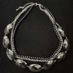 Multi-strand Black & Silver-Tone Necklace